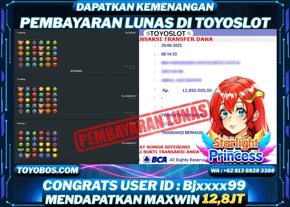 BUKTI KEMENANGAN Starlight Princess Rp12,800,000- LUNAS